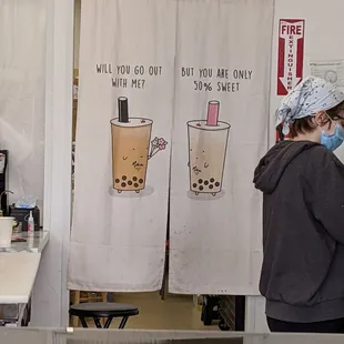 a woman wearing a face mask