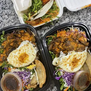 Delivery - Beef Bibimbap, Crispy Chicken Taco, Fish Taco (eggs not included!)