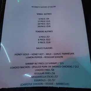 menu