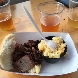 Samples of brisket and mac &amp; cheese ...