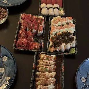 Gyoza, Red Dragon Roll, Fuji Roll, Tuna Lobster Roll, Maguro, bonito, Hotate