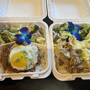 Local moco and Kailua pork. Very salty not edible and we just throw everything in the trash and ate cup noodle instead.