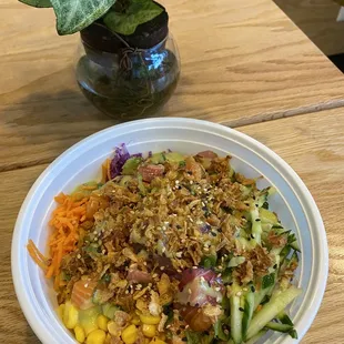 Regular Bowl with Tuna and Salmon and all of the toppings