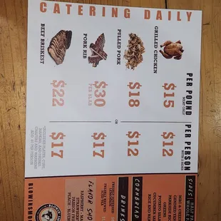  menu for a restaurant