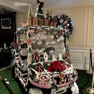 a decorated car with gingerbreads and decorations