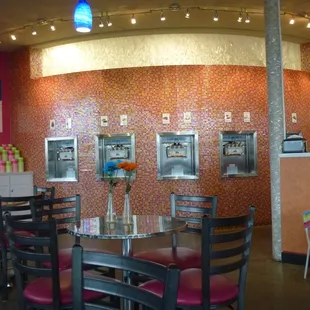 the interior of a frozen yogurt shop