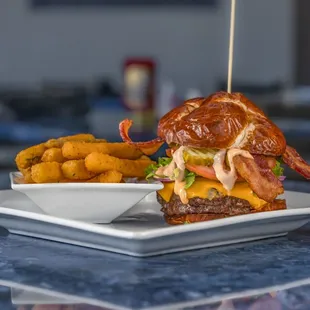 Build your own burger with a pretzel bun