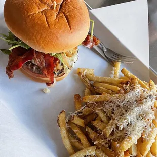 Blu Burger and Parmesan Truffle Fries