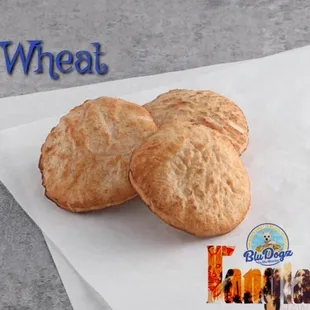 three biscuits on a piece of paper