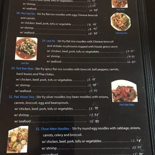 Noodle Menu