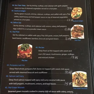 Seafood Menu