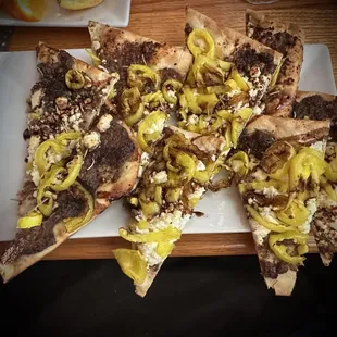 Club Med pizza on flatbread.