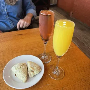 Mimosas and complimentary scones