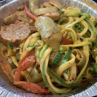 Zoodles! Plus meatballs and giardiniera. Yum!