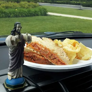 Buddy Christ approves my Meatball sammich from the Blu Olive...