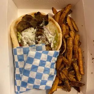 Beef gyro with fries