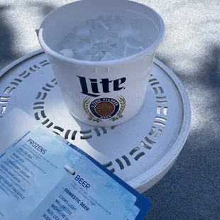 Bucket of waters for our lounge bed