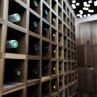 a wall of wine bottles