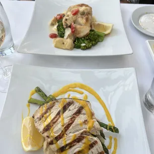 Grilled Swordfish, Herb Roasted Cod