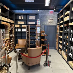 a wine store with shelves of wine