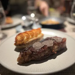 Flat iron NY Strip Steak add Black Truffle.
