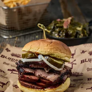 Brisket + Hot Link Sandwich