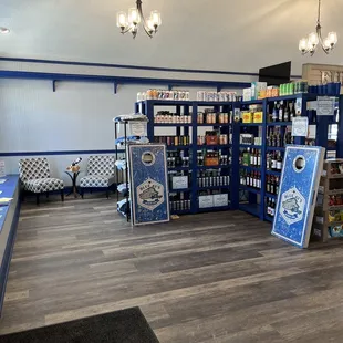 Craft beers, wines, and sundries for purchase