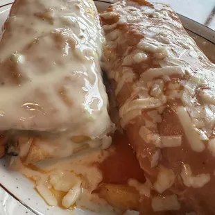 Chicken chimichanga and chicken tamale