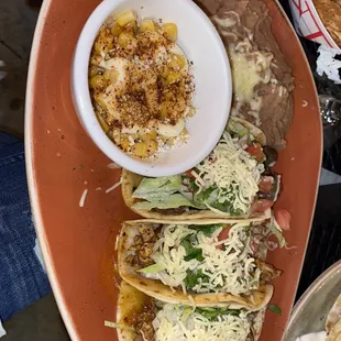 3 Taco Dinner, comes with your choice of 2 sides and choice of meat for each taco