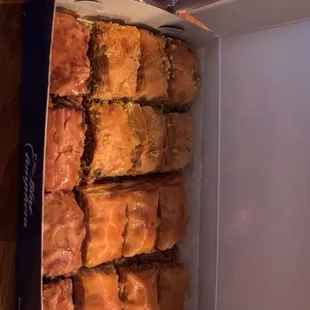knafe, pistachio, original, and Nutella baklava we took home to enjoy. So delicious!