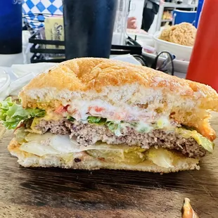 Blue and White burger