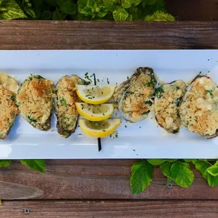 a plate of blue bank fish