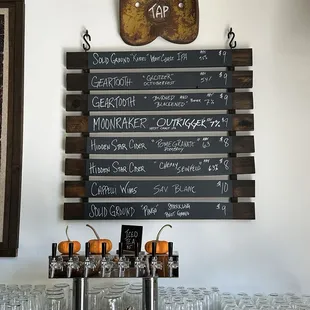 Beer on tap menu