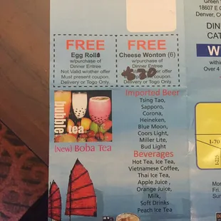 To-go menu with promos!