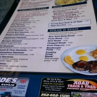 breakfast menu on a table