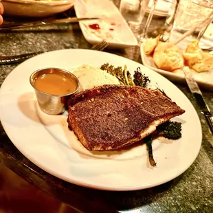 Chilean Sea Bass cooked to perfection with 3 sides of the Rosemary &amp; Sea Salt Brioche appetizers.