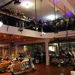 a room full of motorcycles