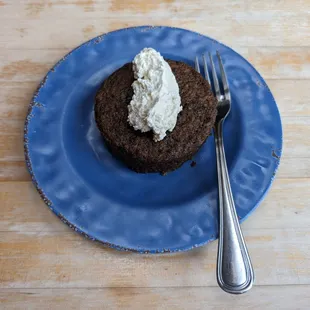 Beet cake. They forgot the basil sauce until I asked. But, I really think this needed a bit of flavor/tang more than just the whipped cream.