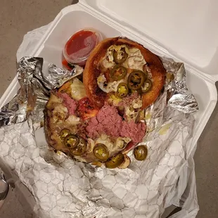 a sandwich in a container