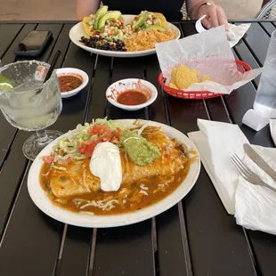 Chimi Changa - (not deep fried) and Ceviche Tostadas