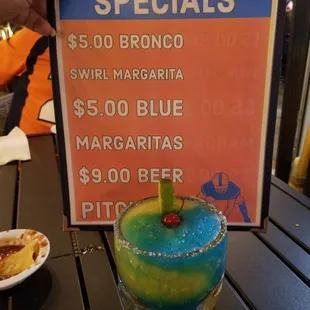 $5 Bronco swirl margarita