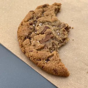 Half eaten cookie that is just HEAVENLY when it goes down your throat and into your stomach