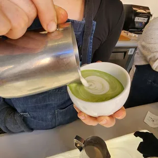 She is making my oatmilk matcha latte 12/16/23