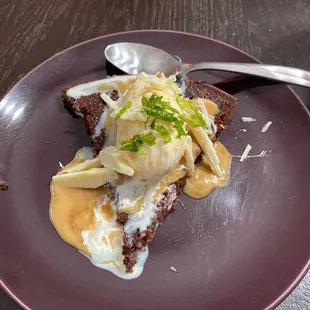 Double fudge brownie with Bailey&apos;s cream sauce and vanilla bean Ice cream