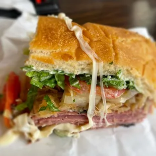 a closeup of a sandwich