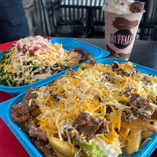 Regular Carne Asada Fries, Blue&apos;s Famous Rolled Tacos