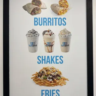 Types of food on menu