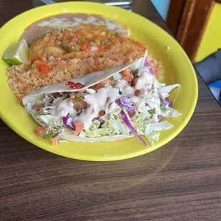 Chili relleno and Baja shrimp taco combo