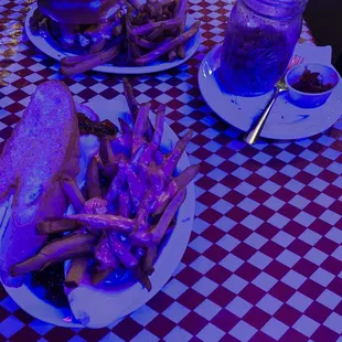 Fried Black-eyed peas, smashly joe, crack dip fries, &amp; bc burger.