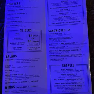 menu